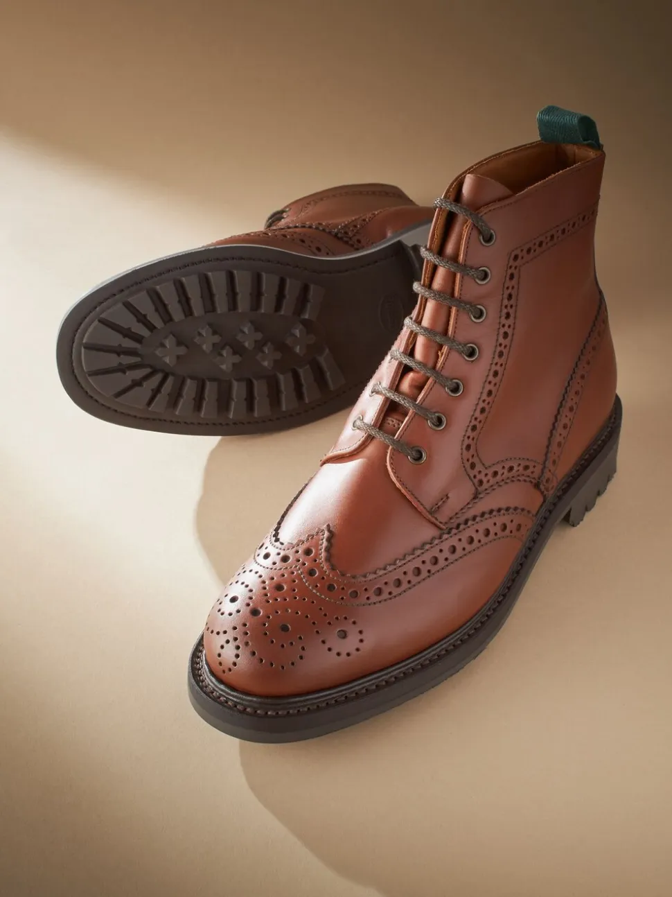 Tan Brown Leather Sanders for Next Cleated Brogue Boots