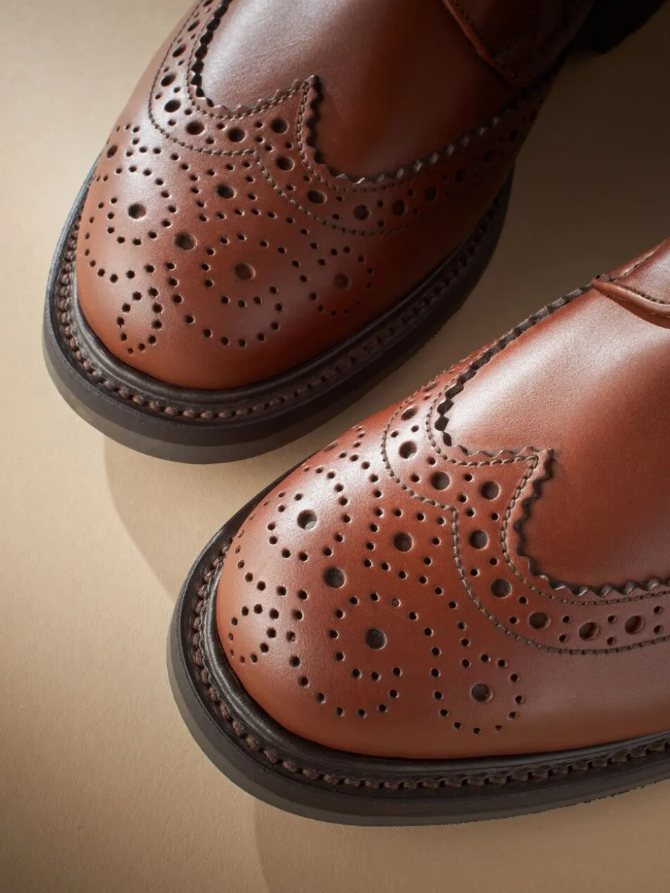 Tan Brown Leather Sanders for Next Cleated Brogue Boots