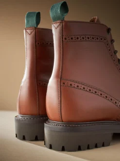 Tan Brown Leather Sanders for Next Cleated Brogue Boots
