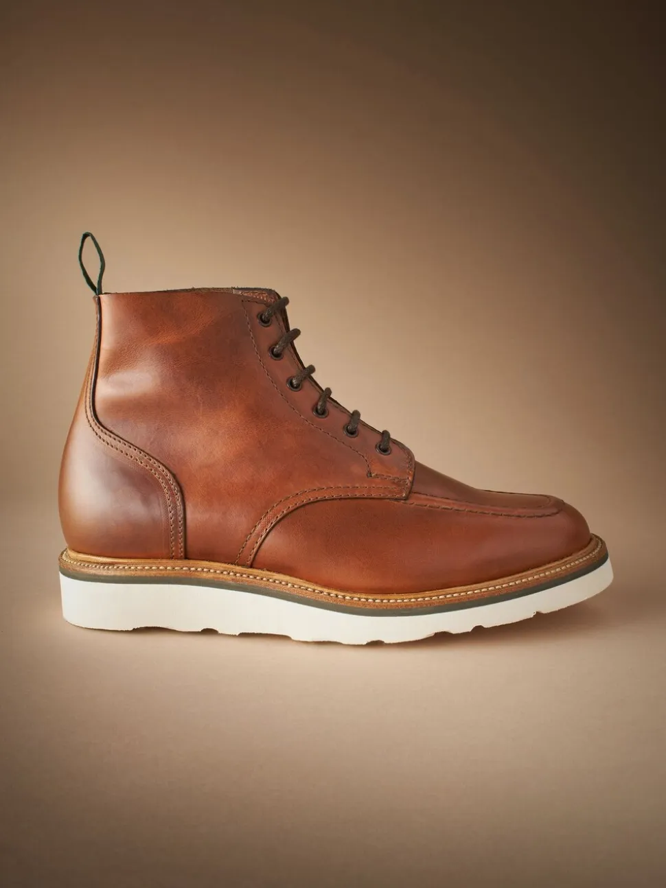 Tan Brown Leather Sanders for Next Apron Wedge Boots