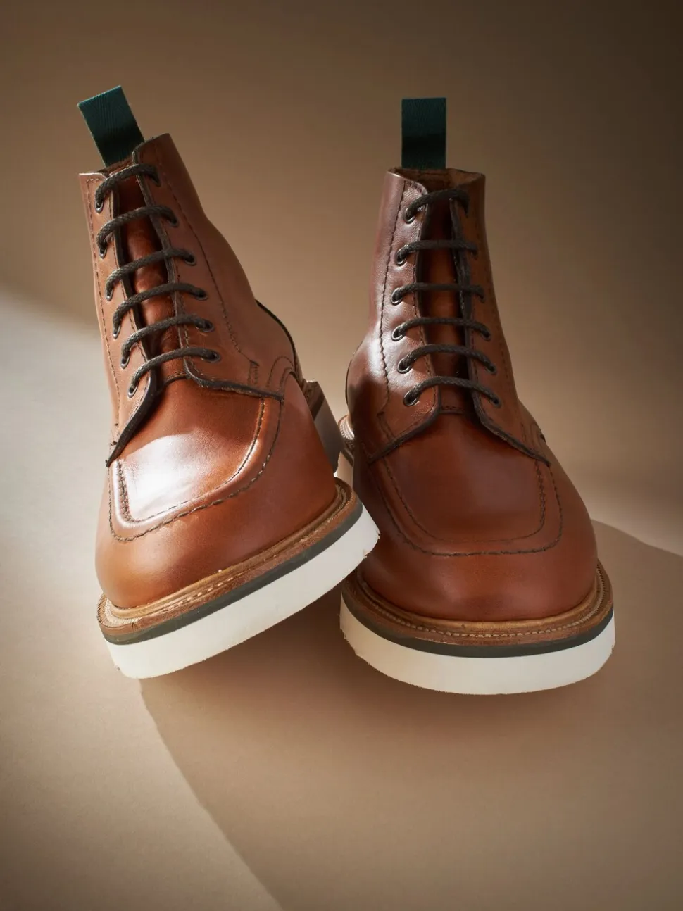 Tan Brown Leather Sanders for Next Apron Wedge Boots