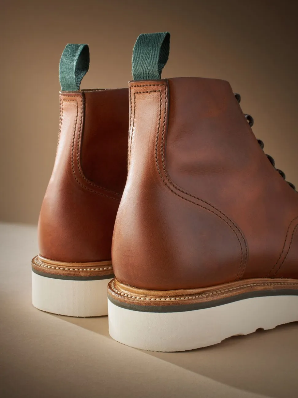 Tan Brown Leather Sanders for Next Apron Wedge Boots