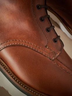 Tan Brown Leather Sanders for Next Apron Wedge Boots