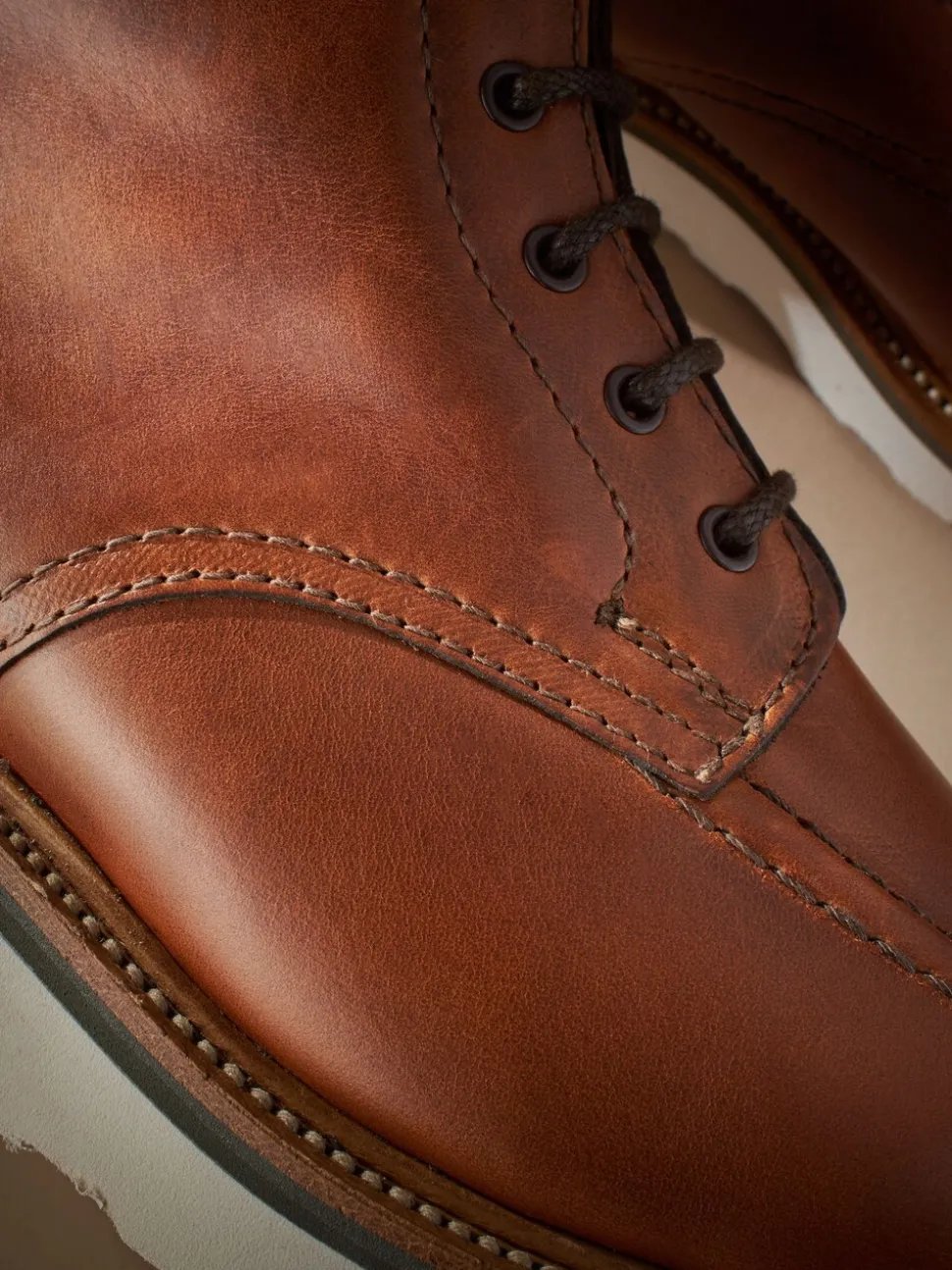 Tan Brown Leather Sanders for Next Apron Wedge Boots