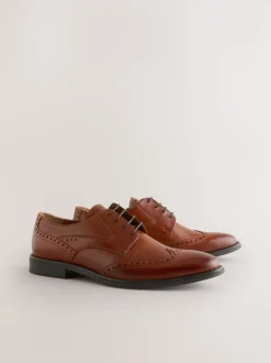 Tan Brown Leather Wingcap Brogue Shoes