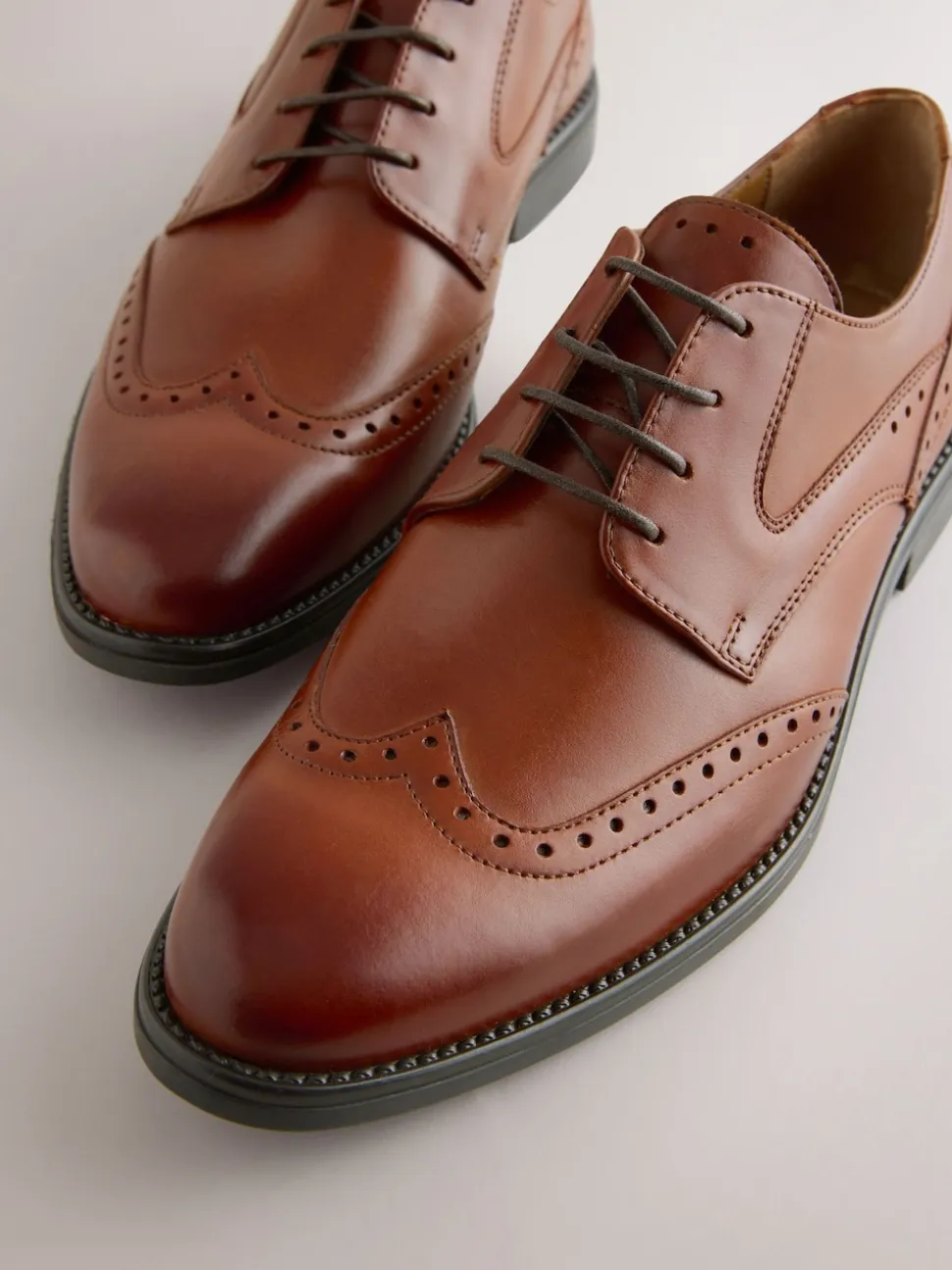 Tan Brown Leather Wingcap Brogue Shoes