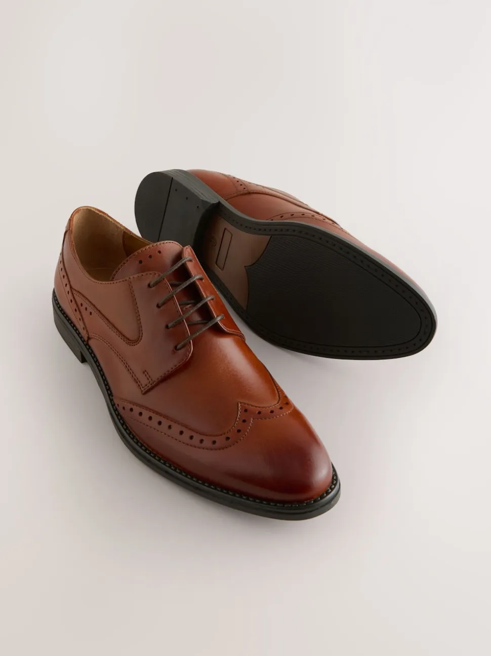 Tan Brown Leather Wingcap Brogue Shoes