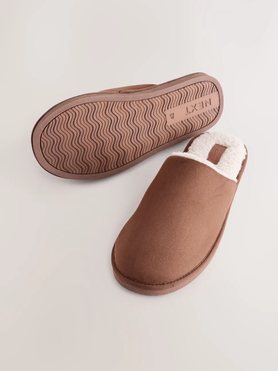 Tan Brown Microsuede Mule Slippers
