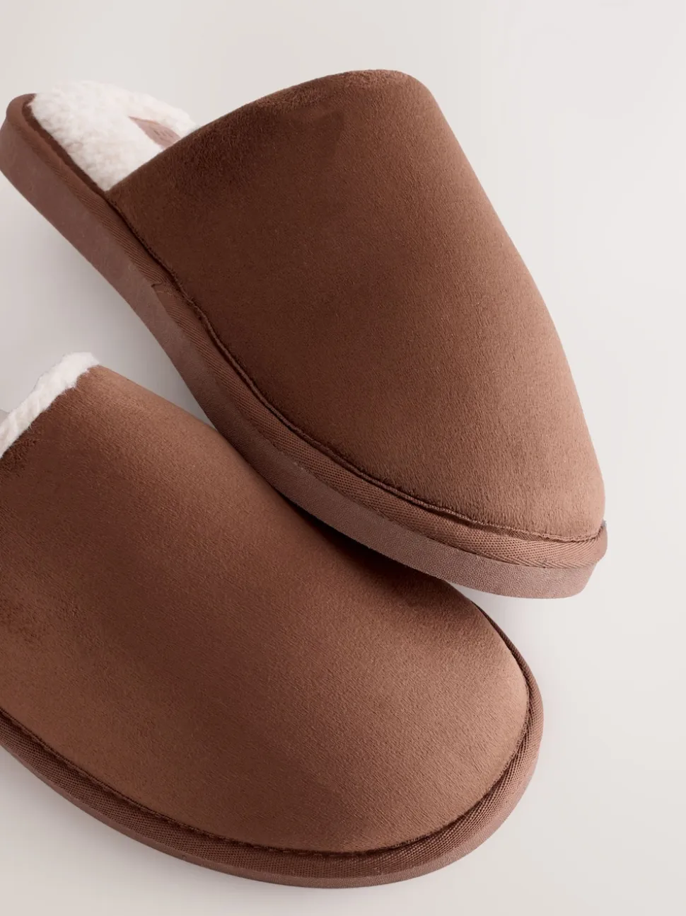 Tan Brown Microsuede Mule Slippers