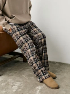 Tan Brown Microsuede Taped Mule Slippers