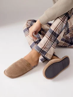 Tan Brown Mule Slippers