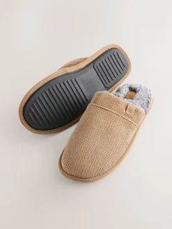 Tan Brown Mule Slippers