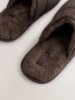 Tan Brown Mule Slippers