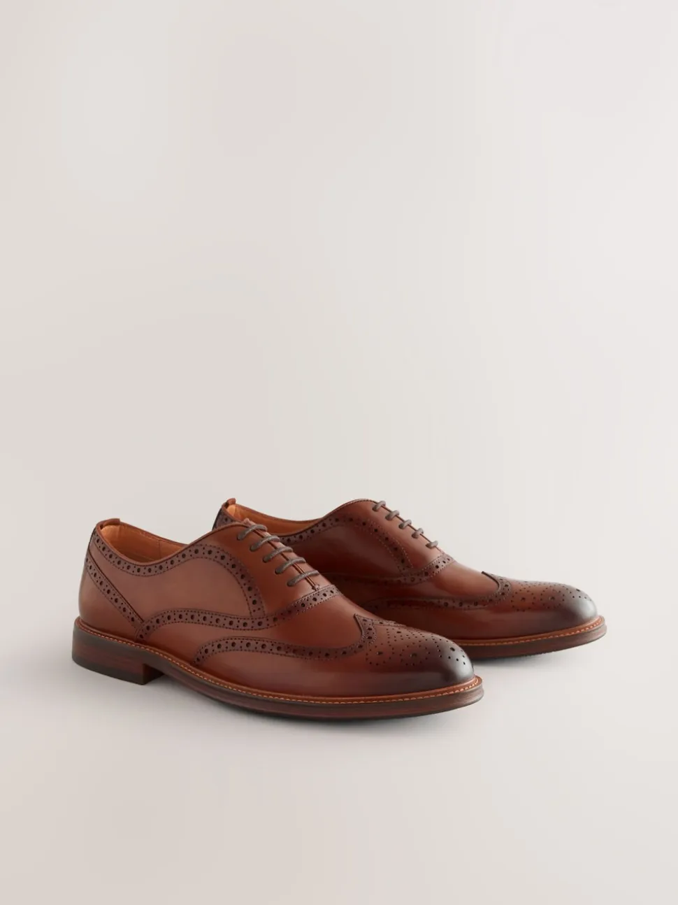 Tan Brown Oxford Wingcap Leather Shoes