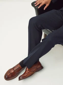 Tan Brown Oxford Wingcap Leather Shoes