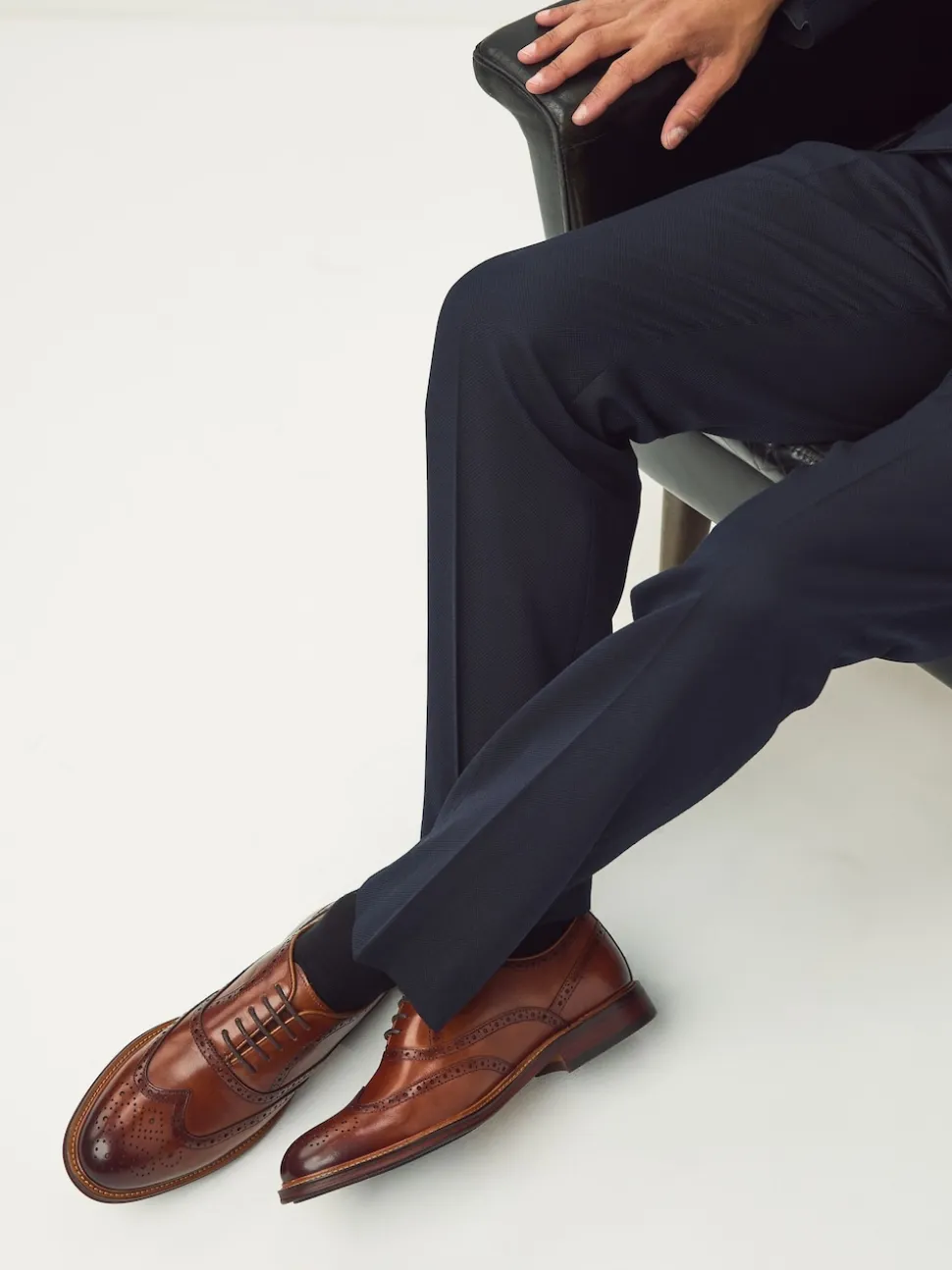 Tan Brown Oxford Wingcap Leather Shoes