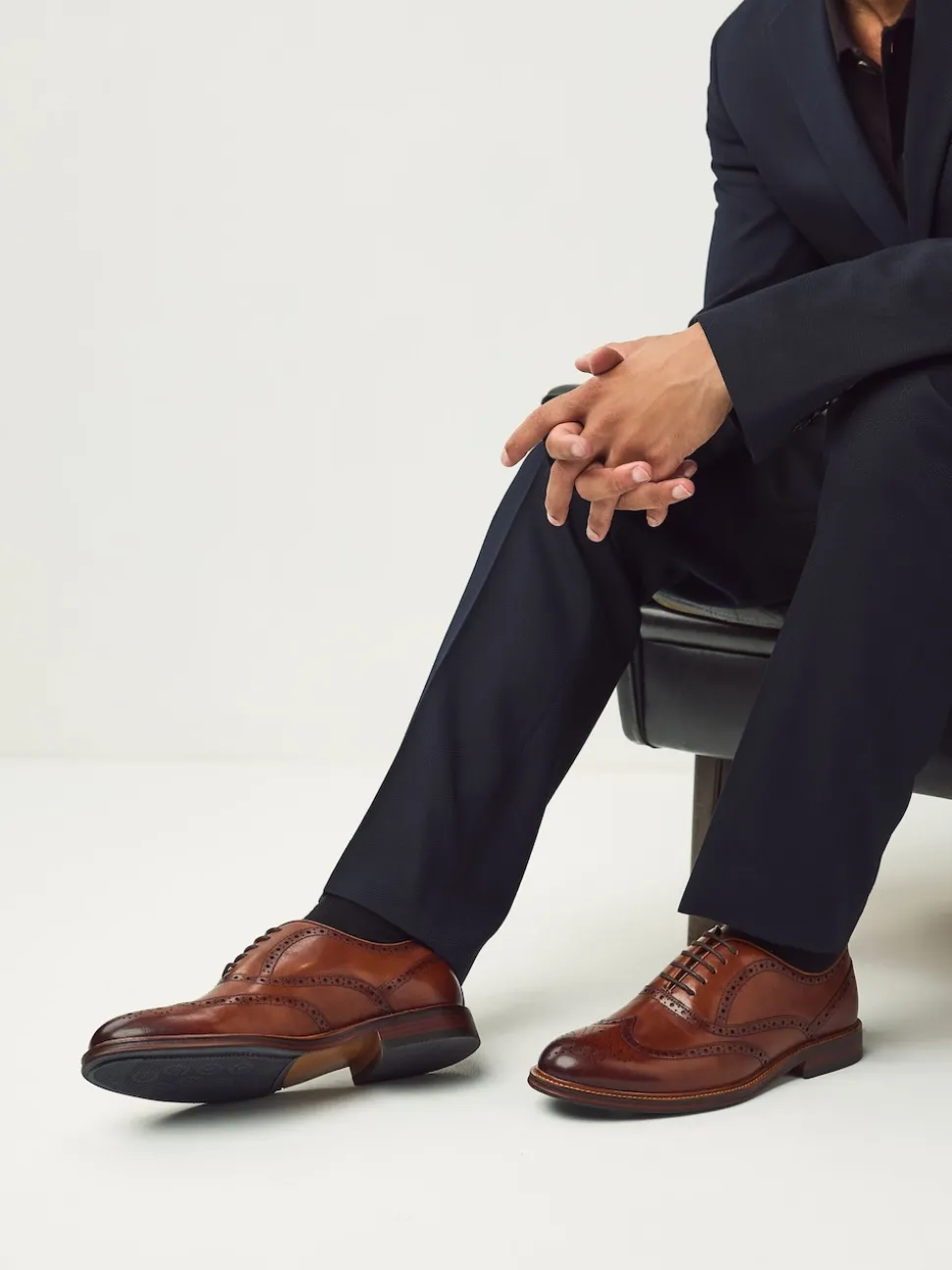 Tan Brown Oxford Wingcap Leather Shoes