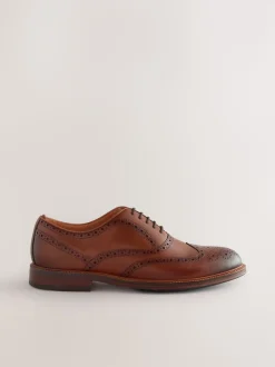 Tan Brown Oxford Wingcap Leather Shoes
