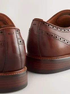 Tan Brown Oxford Wingcap Leather Shoes