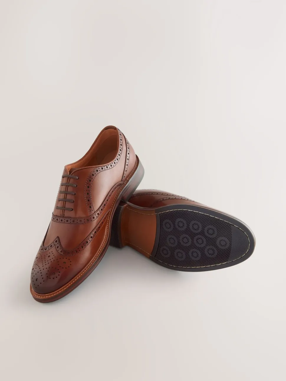 Tan Brown Oxford Wingcap Leather Shoes