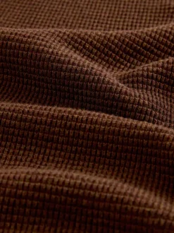 Tan Brown Plain N.Premium Regular Fit Cotton Rich Textured Premium Quarter Zip Jumper