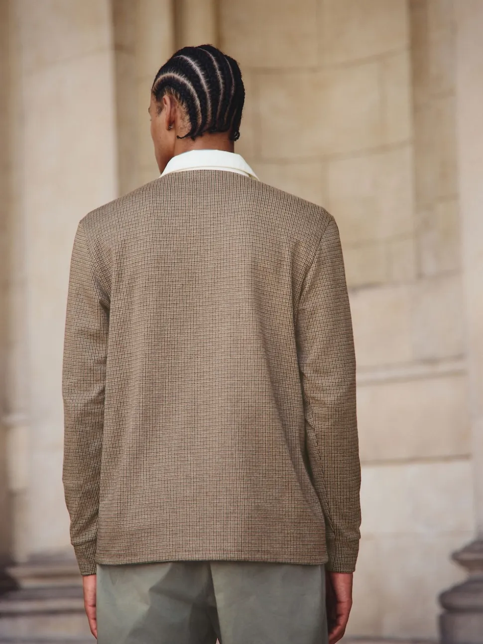 Tan Brown Puppytooth Rugby Shirt
