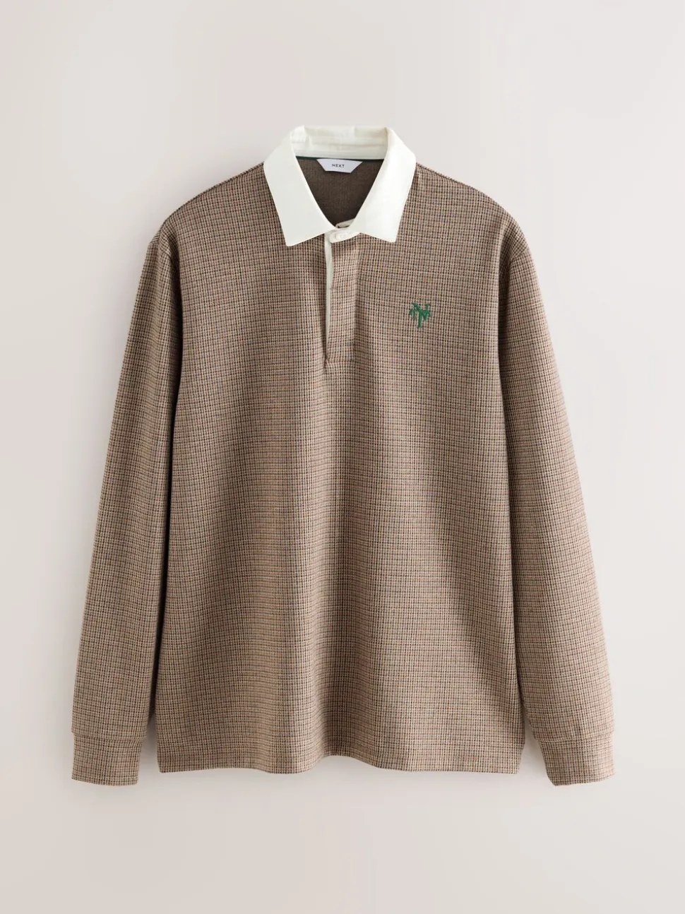 Tan Brown Puppytooth Rugby Shirt