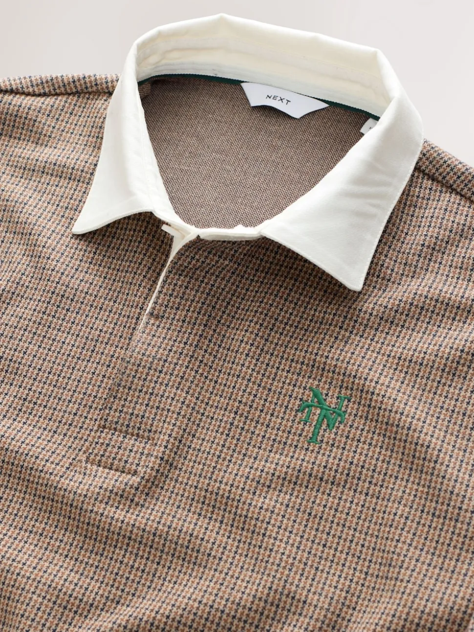 Tan Brown Puppytooth Rugby Shirt