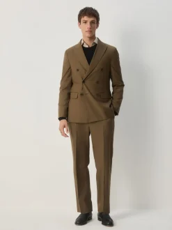 Tan Brown Relaxed Fit Suit Trousers
