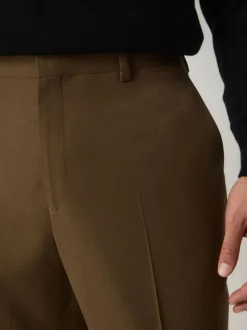 Tan Brown Relaxed Fit Suit Trousers