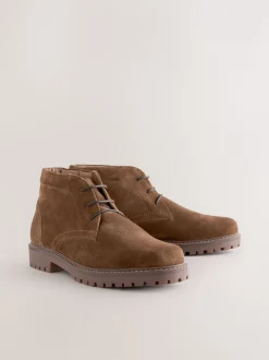 Tan Brown Rugged Leather Ankle Boots