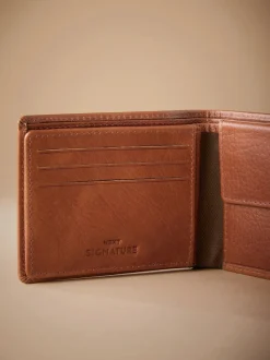 Tan Brown Signature Leather Extra Capacity Wallet