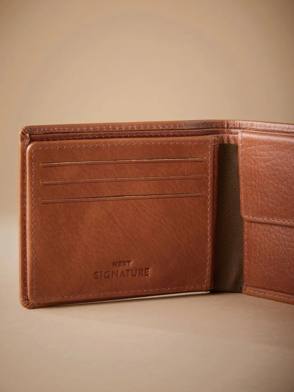 Tan Brown Signature Leather Extra Capacity Wallet