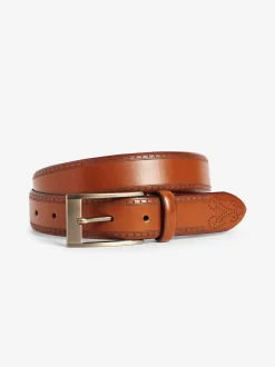 Tan Brown Signature Leather Brogue Belt