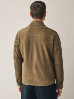 Tan Brown Signature Suede Zip Through Shirt Jacket