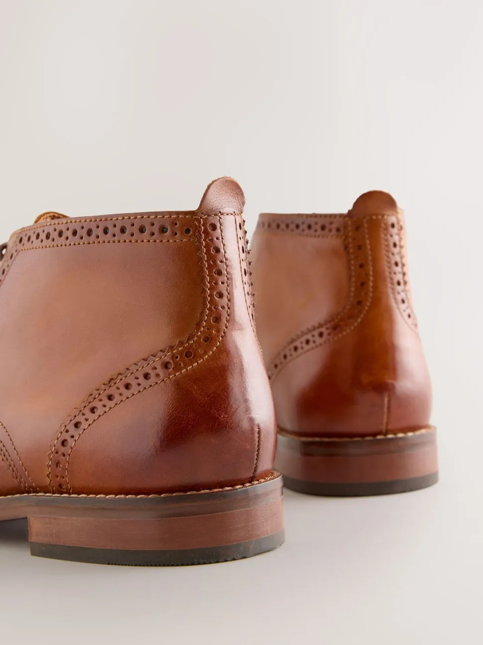 Tan Brown Smart Brogue Leather Boots