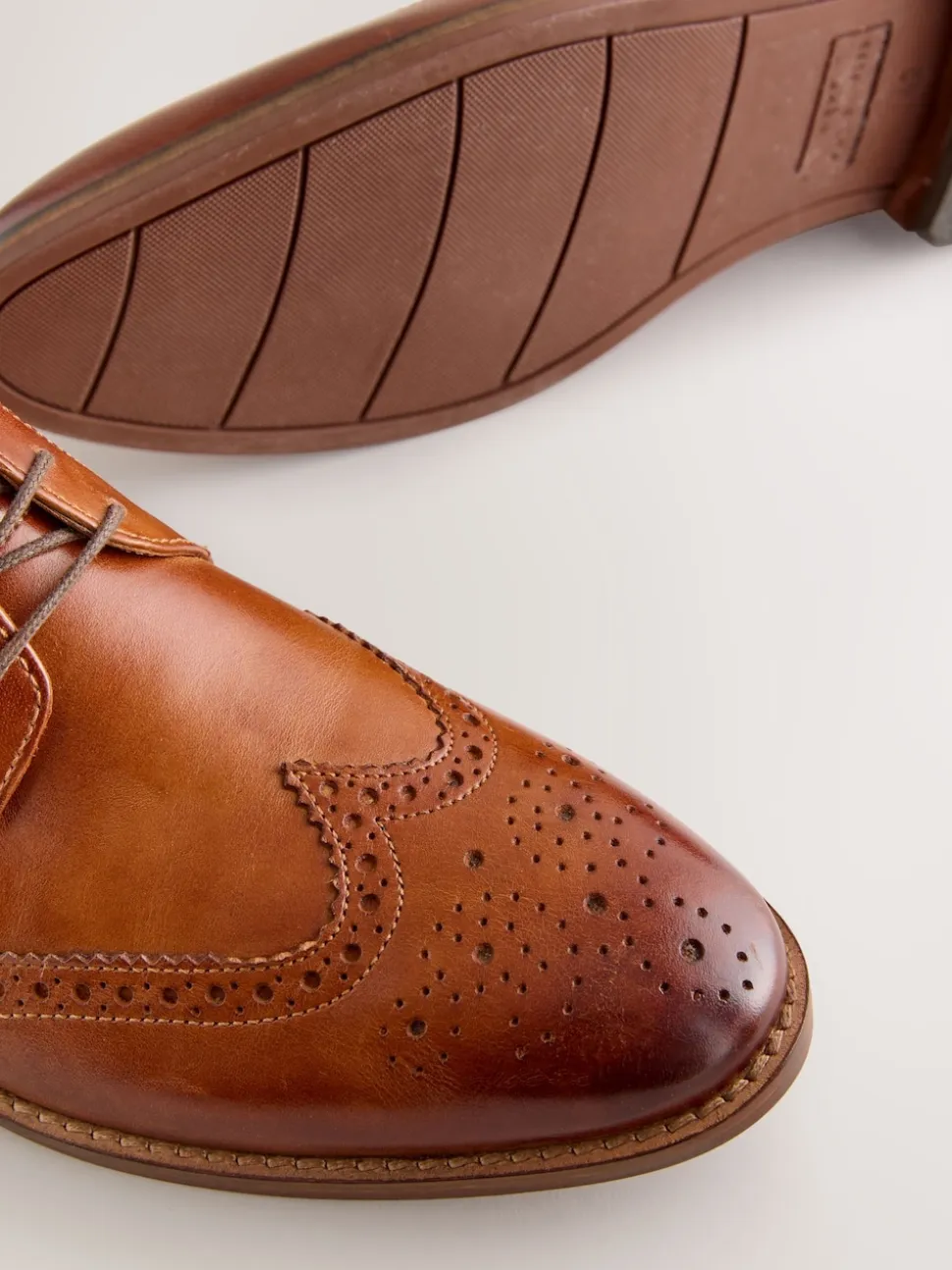 Tan Brown Smart Brogue Leather Boots
