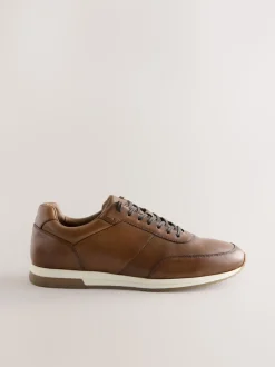 Tan Brown Smart Leather Trainers