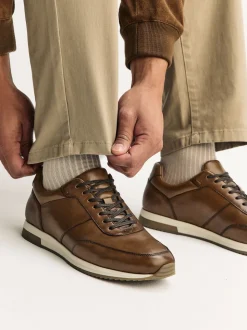 Tan Brown Smart Leather Trainers