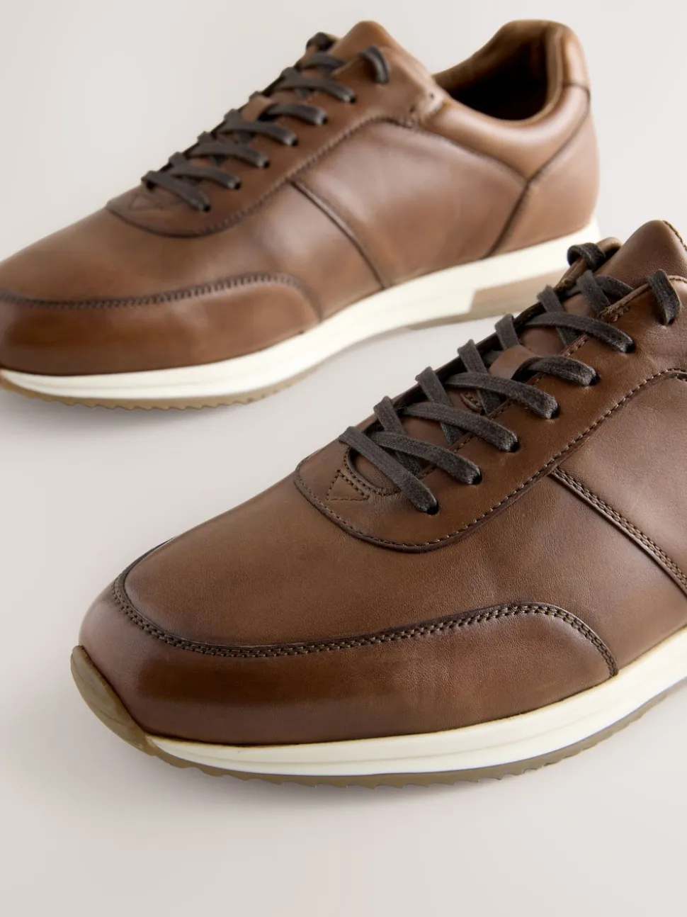 Tan Brown Smart Leather Trainers