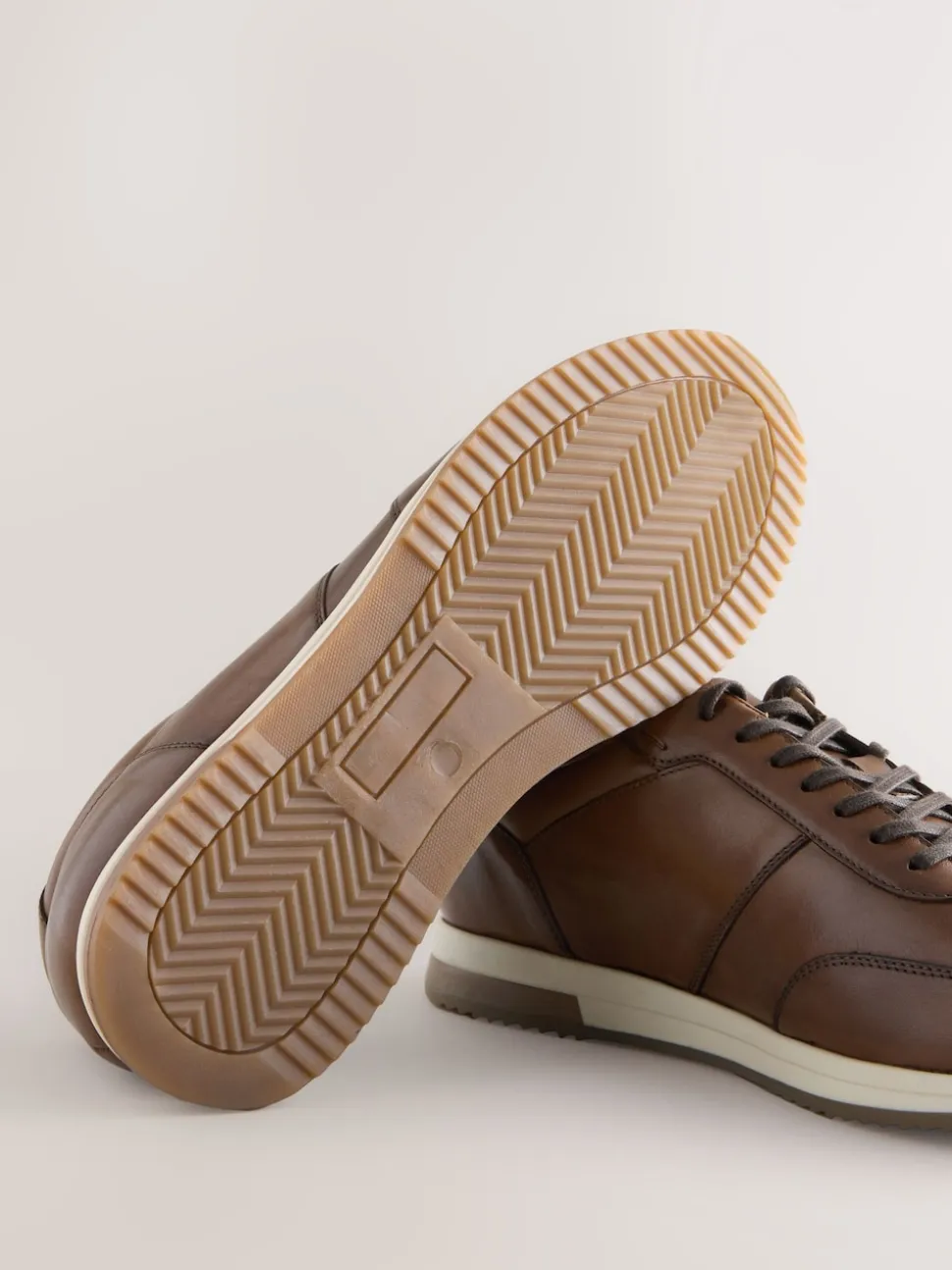 Tan Brown Smart Leather Trainers