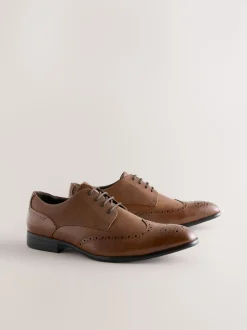Tan Brown Standard Fit Brogue Shoes