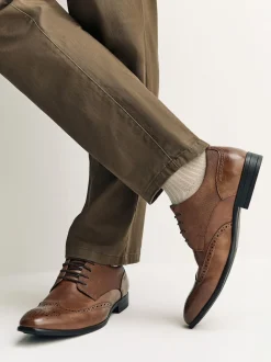 Tan Brown Standard Fit Brogue Shoes