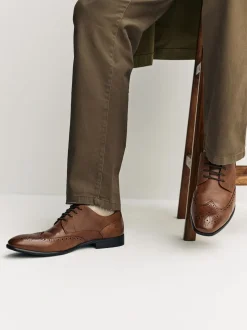 Tan Brown Standard Fit Brogue Shoes