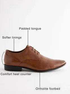 Tan Brown Standard Fit Derby Lace-Up Shoes