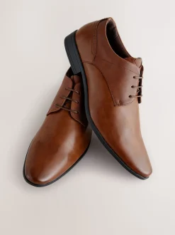 Tan Brown Standard Fit Derby Lace-Up Shoes