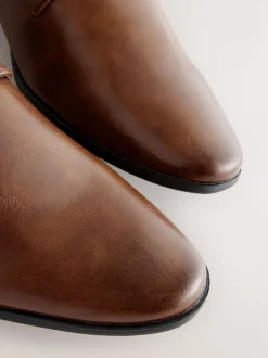 Tan Brown Standard Fit Derby Lace-Up Shoes