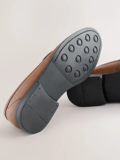 Tan Brown Standard Fit Leather Penny Loafers