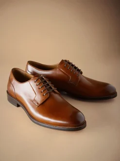 Tan Brown Standard Fit Signature Leather Sole Derby Shoes