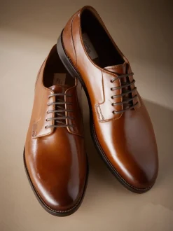 Tan Brown Standard Fit Signature Leather Sole Derby Shoes